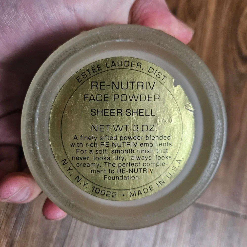VTG‎ 1960s Estee Lauder Re-Nutriv Face Powder Jar Gold Lid Frosted Glass Empty